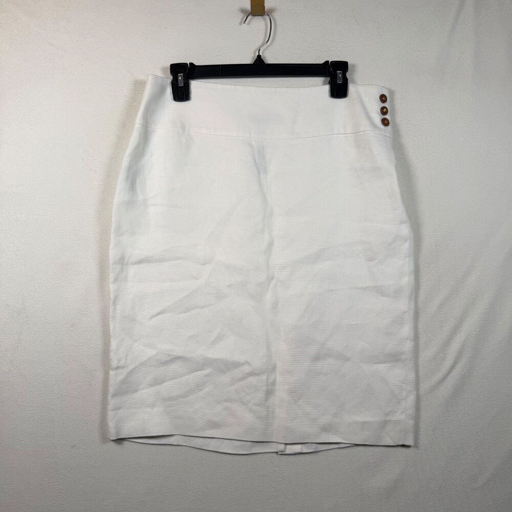 Lauren Ralph Lauren White Linen Skirt Womens Size 8 Lined Knee Length Classic